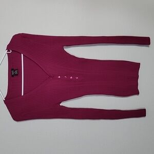 Y2K Rue21 Ribbed Knit Henley Sweater Size XL Purple Elena Gilbert Bella Swan